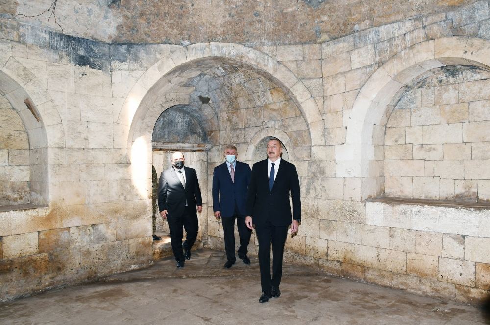 President Aliyev visits spot of Karabakh khanate founder’s palace in Aghdam