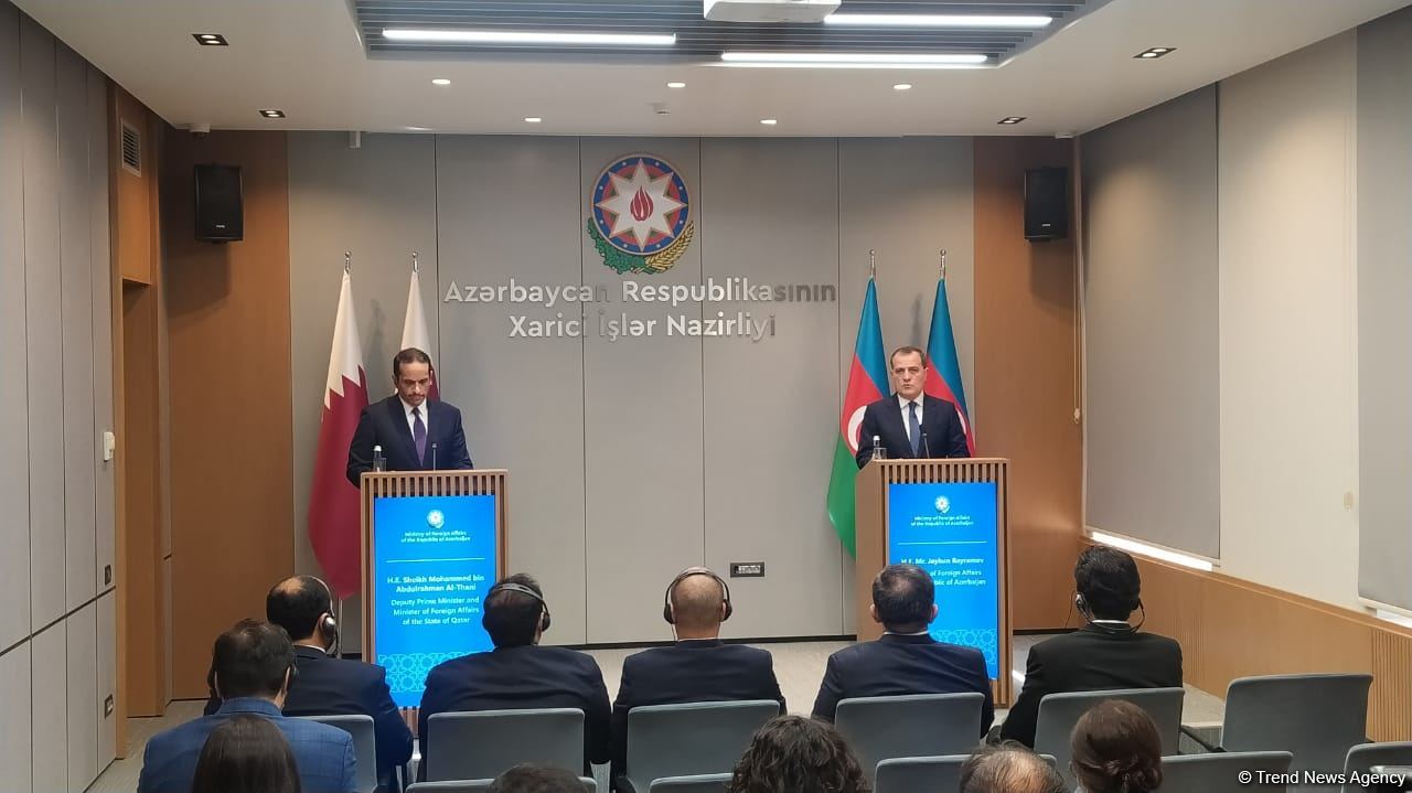 Press conference of Azerbaijani, Qatari FMs