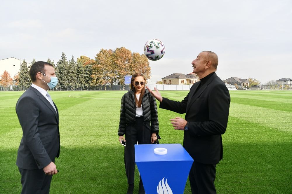 President Ilham Aliyev, First Lady Mehriban Aliyeva attend the opening ceremony of Shamakhi city stadium