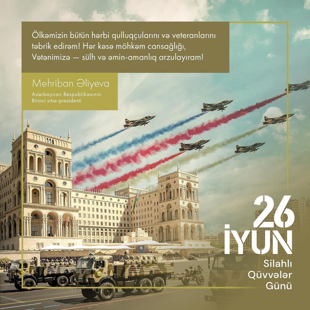 First VP Mehriban Aliyeva shares post on occasion of June 26 – Armed Forces Day