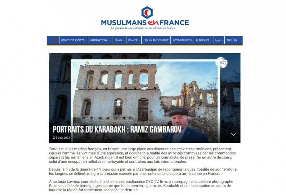 French portal airs reportage on Azerbaijan’s city of Shusha
