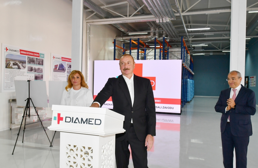 President Ilham Aliyev participated in opening of “Diamed” medicines manufacturing plant in Baku